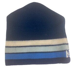 Vintage Murray Merkley Wool Beanie Ski Hat Adult Blue Striped Made in Canada